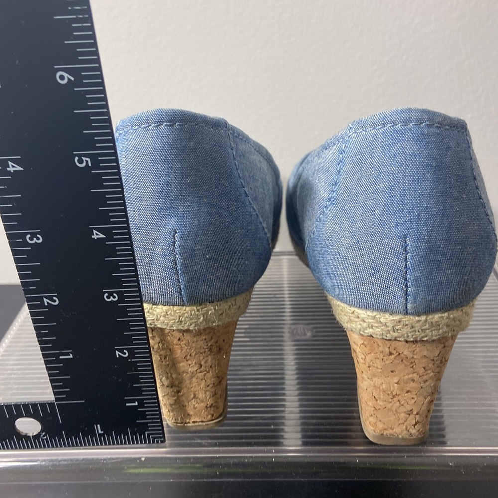Sonoma Jenne Chambray Peep Toe Platform Wedge Sandals - Picture 4 of 7